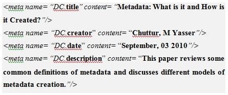 Figure 1. Example of a metadata record.